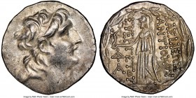 SELEUCID KINGDOM. Antiochus VII Euergetes (Sidetes) (138-129 BC). AR tetradrachm (28mm, 12h). NGC AU. Posthumous issue of Cappadocia. Diademed head of...