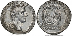 Augustus (27 BC-AD 14). AR denarius (19mm, 1h). NGC Choice AU. Lugdunum, 2 BC-AD 4. CAESAR AVGVSTVS-DIVI F PATER PATRIAE, laureate head of Augustus ri...