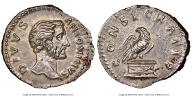 Divus Antoninus Pius (AD 138-161). AR denarius (19mm, 3.07 gm, 6h). NGC AU 5/5 - 5/5. Rome, AD 161. DIVVS ANTONINVS, bare head of Divus Antoninus Pius...