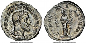 Maximinus I (AD 235-238). AR denarius (19mm, 2.78 gm, 12h). NGC AU 4/5 - 4/5. Rome, ca. March AD 235-January AD 236. IMP MAXIMINVS PIVS AVG, laureate,...