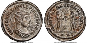 Diocletian (AD 284-305). BI antoninianus (22mm, 3.67 gm, 6h). NGC MS 5/5 - 4/5, Silvering. Antioch, 7th officina, ca. AD 285. IMP C C VAL DIOCLETIANVS...