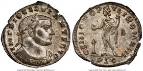 Diocletian (AD 284-305). BI follis or nummus (28mm, 6.70 gm, 7h). NGC MS 4/5 - 5/5, Silvering. Lugdunum, 2nd officina, AD 301-303. IMP DIOCLETIANVS AV...