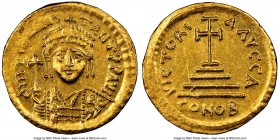 Tiberius II Constantine (AD 578-582). AV solidus (21mm, 4.47 gm, 6h). NGC MS 4/5 - 3/5, scratches. Constantinople, 1st officina, AD 579-582. d m TIb C...