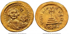 Heraclius (AD 610-641), and Heraclius Constantine. AV solidus (21mm, 4.46 gm, 7h). NGC MS 5/5 - 4/5. Constantinople, 5th officina, ca. AD 616-625. dd ...