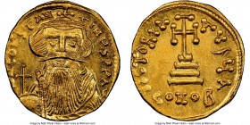 Constans II Pogonatus (AD 641-668). AV solidus (20mm, 4.43 gm, 7h). NGC MS 5/5 - 3/5, graffito. Constantinople, 1st officina, ca. AD 649/50-651/2. d N...