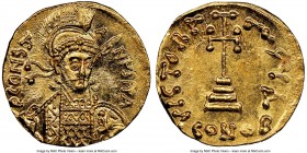 Constantine IV Pogonatus (AD 668-685). AV solidus (19mm, 4.28 gm, 7h). NGC Choice MS 5/5 - 4/5, clipped. Constantinople, 4th officina, AD 681-685. P C...