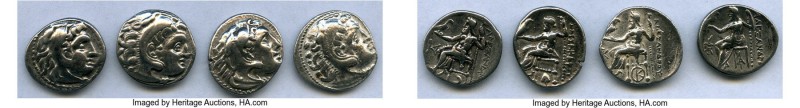 ANCIENT LOTS. Greek. Macedonian Kingdom. Ca. 336-317 BC. Lot of four (4) AR drac...