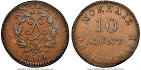 Antwerp Pair of Certified "Siege" 10 Centimes 1814 NGC, 1) 10 Centimes 1814 LL-R - AU50 Brown. Wide "LL". 2) 10 Centimes 1814 N-W - AU Details (Rim Da...