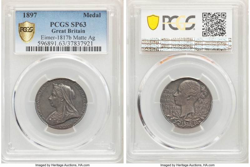 Victoria silver Matte Specimen "Diamond Jubilee" Medal 1897 SP63 PCGS, Eimer-181...