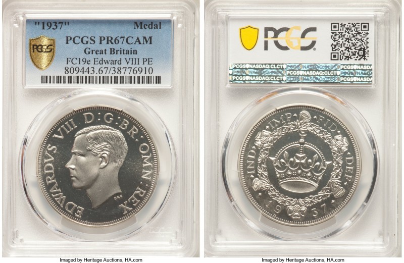 Edward VIII silver Proof Fantasy Crown 1937-Dated PR67 Cameo PCGS, KM-Unl, FC-19...