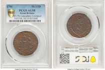 Lancashire. Liverpool copper 1/2 Penny Token 1791 AU58 PCGS, D&H-79c. Sold with old "Spink & Son, Ltd." envelope. 

HID09801242017

© 2020 Heritag...