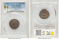Middlesex. Spence's copper Farthing Token 1794 MS63 Brown PCGS, D&H-1081. Sold with old tag giving provenance information. 

HID09801242017

© 202...