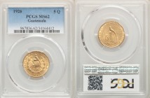 Republic gold 5 Quetzales 1926-(P) MS62 PCGS, Philadelphia mint, KM244. AGW 0.2419 oz. 

HID09801242017

© 2020 Heritage Auctions | All Rights Res...