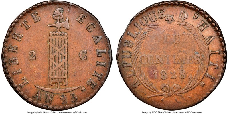 Republic 2 Centimes L'An 25 (1828) XF40 Brown NGC, KM-A22.

HID09801242017

...