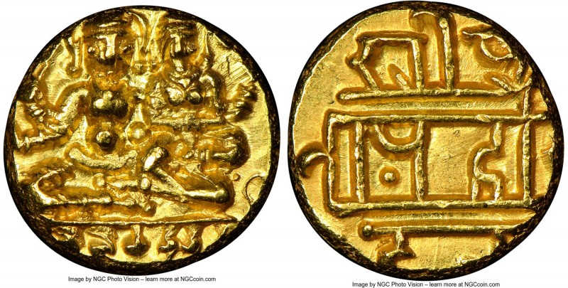 Vijayanagar. Hari Hara II gold 1/2 Pagoda ND (1377-1404) MS65 NGC, Fr-350, Mitch...