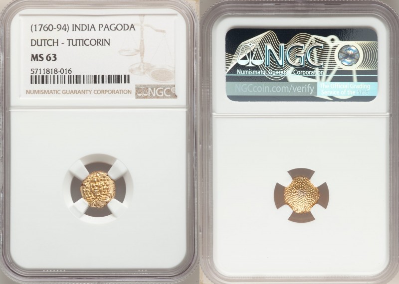 Dutch India gold Pagoda ND (1760-1794) MS63 NGC, Tuticorin mint, KM49. 

HID09...