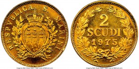 Republic gold 2 Scudi 1975 MS68 NGC, KM50. AGW 0.1769 oz. 

HID09801242017

© 2020 Heritage Auctions | All Rights Reserved