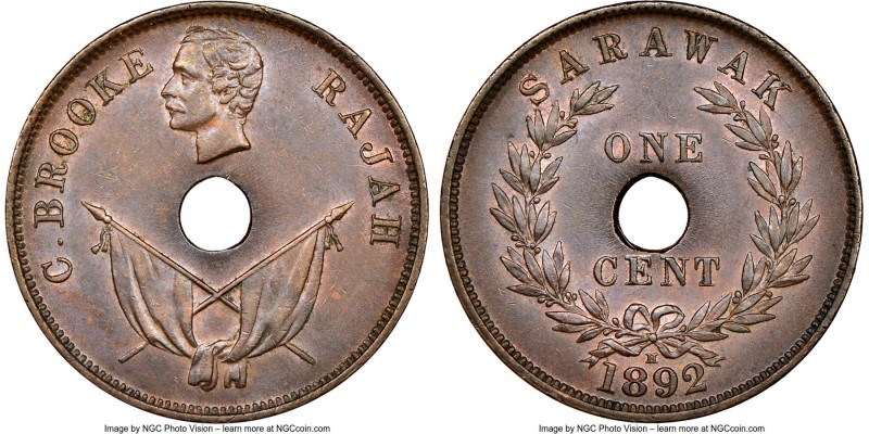 British Protectorate. Charles J. Brooke Cent 1892-H MS63 Brown NGC, Heaton mint,...