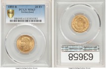 Confederation gold 20 Francs 1893-B MS63 PCGS, Bern mint, KM31.3. AGW 0.1867 oz. 

HID09801242017

© 2020 Heritage Auctions | All Rights Reserved