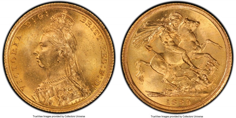 Victoria gold Sovereign 1889-S MS64 PCGS, Sydney mint, KM10. Unsurpassed for tec...