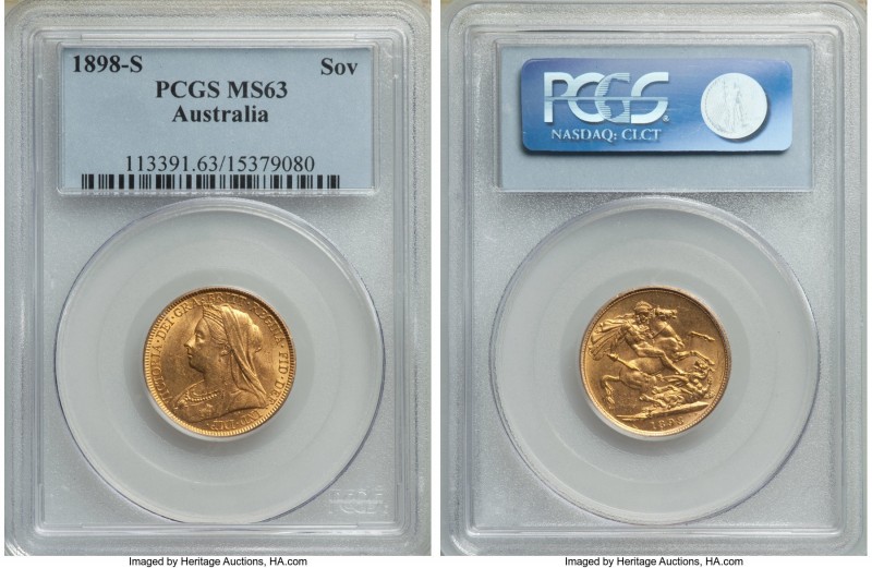 Victoria gold Sovereign 1898-S MS63 PCGS, Sydney mint, KM13. The joint finest ce...