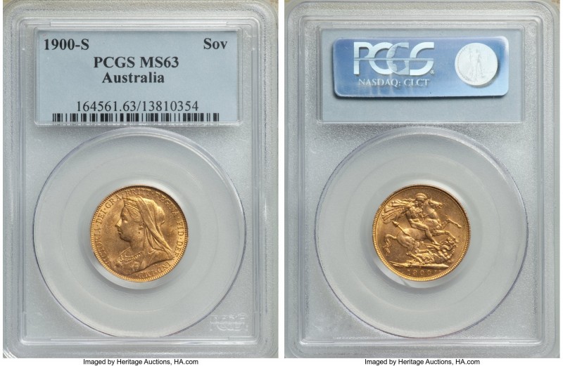 Victoria gold Sovereign 1900-S MS63 PCGS, Sydney mint, KM13. Highly lustrous and...