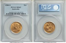 Victoria gold Sovereign 1900-S MS63 PCGS, Sydney mint, KM13. Highly lustrous and with intense flame-yellow color. From the Caranett Collection of Sove...