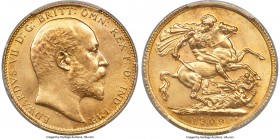 Edward VII gold Specimen Sovereign 1909-C SP65 PCGS, Ottawa mint, KM14. A famous Canadian rarity - one of only three examples certified by PCGS (none ...