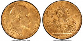 Edward VII gold Sovereign 1909-C MS62 PCGS, Ottawa mint, KM14. From a scant mintage of just 16,273 pieces, a delightful and conservatively graded Sove...