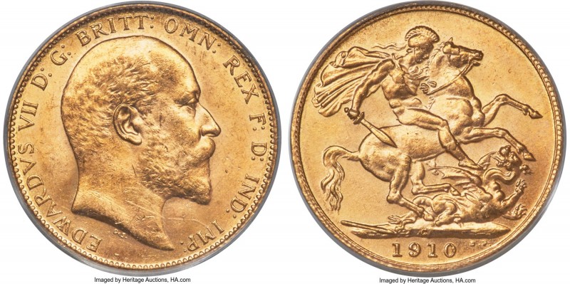 Edward VII gold Sovereign 1910-C MS64 PCGS, Ottawa mint, KM14, S-3970. Mintage: ...
