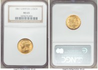 Victoria gold 1/2 Sovereign 1861 MS65 NGC, KM735.1. The single highest graded example of this type by either PCGS or NGC, a stunning specimen with abu...