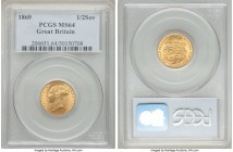 Victoria gold 1/2 Sovereign 1869 MS64 PCGS, KM735.2, S-3860. Die #3. Razor-sharp, a near gem with a magnificent strike and impressive technical qualit...