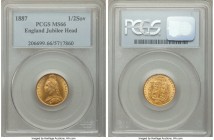 Victoria gold 1/2 Sovereign 1887 MS66 PCGS, KM766. A more attainable year for Victoria's Half Sovereign - but not in this supreme premium gem grade. I...
