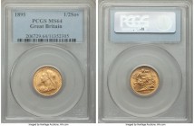 Victoria gold 1/2 Sovereign 1895 MS64 PCGS, KM784, S-3878. Some very minor highpoint abrasions, otherwise an impressively well-preserved piece with co...