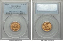 Victoria gold 1/2 Sovereign 1896 MS62 PCGS, KM784. Gently lustrous with scattered bagmarks. From the Caranett Collection of Sovereigns - #1 PCGS Regis...