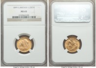 Victoria gold 1/2 Sovereign 1899 MS65 NGC, KM784. Tied with just one other example for the highest graded by either NGC or PCGS. Boldly struck up leav...