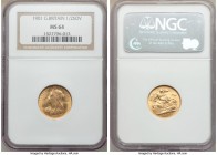 Victoria gold 1/2 Sovereign 1901 MS64 NGC, KM784. A coin whose surfaces evince barely the lightest contact marks even under close magnification. Certa...