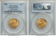 Victoria gold "Jubilee Head" Sovereign 1887 MS64 PCGS, KM767, S-3866. Butter-yellow with only light breaks to its otherwise full satin luster. From th...