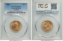 Victoria gold Sovereign 1888 MS63 PCGS, KM767, S-3866B. Quite clean fields, a choice selection with an almost full strike and ample luster. From the C...