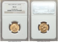 Edward VII gold 1/2 Sovereign 1902 MS63 NGC, KM804. Quite sharp, its surfaces crackling with luster; possibly worthy of an even higher certified grade...