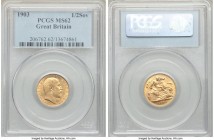 Edward VII gold 1/2 Sovereign 1903 MS62 PCGS, KM804. Premium for its grade, appearing far closer to choice with full satin luster. From the Caranett C...