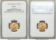 Edward VII gold 1/2 Sovereign 1909 MS64 NGC, KM804. Nearly fully bathed in cartwheel luster. From the Caranett Collection of Sovereigns - #1 PCGS Regi...