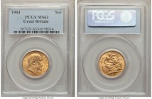 Edward VII gold Sovereign 1904 MS63 PCGS, KM805. Enticingly clear fields give a sleek surface to showcase full mint luster. From the Caranett Collecti...