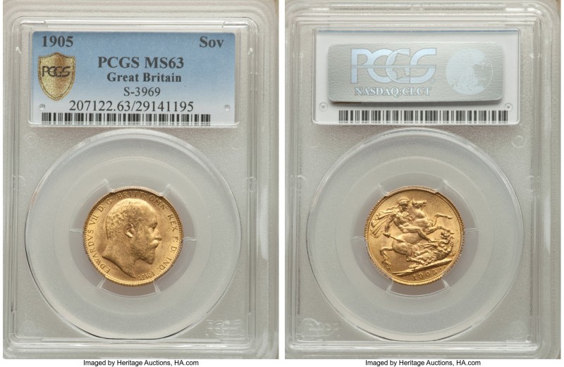 Edward VII gold Sovereign 1905 MS63 PCGS, KM805, S-3969. Pleasing to the eye wit...