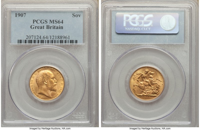 Edward VII gold Sovereign 1907 MS64 PCGS, KM805. Just one half a grade point bel...