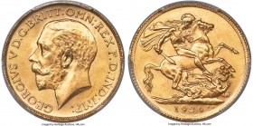 George V gold Sovereign 1924-SA MS66 PCGS, Pretoria mint, KM21, Hern-S338, S-4004, Marsh-288 (R5). One of just 3,184 pieces struck in Pretoria in 1924...