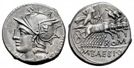 Baebia. Denario. 137 a.C. Roma. (Ffc-198). (Craw-236-1a). (Cal-269). Rev.: Apolo en cuadriga a derecha con palma, arco y flechas, debajo ROMA / M BAEB...