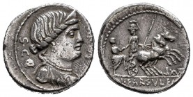 Farsuleia. Denario. 75 a.C. Roma. (Ffc-706). (Craw-392/1). (Cal-577). Ag. 2,87 g. MBC. Est...75,00. // ENGLISH: Farsuleius. Denario. 75 a.C. Rome. (Ff...