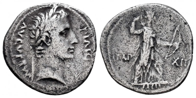 Augusto. Denario. 11-10 a.C. Lugdunum. (Ffc-130). (Ric-197a). (Cal-848). Anv.: A...