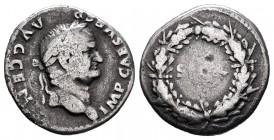 Vespasiano. Denario. 73 d.C. Roma. (Ric-547). (Cohen-516). Rev.: (SPQR) dentro de láurea . Ag. 2,61 g. BC+/BC. Est...40,00. // ENGLISH: Vespasian. Den...